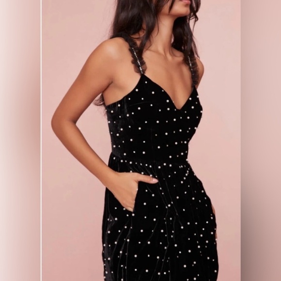 LoveShackFancy Devita Dress Embellished Velvet Mini Dress - Picture 1 of 15